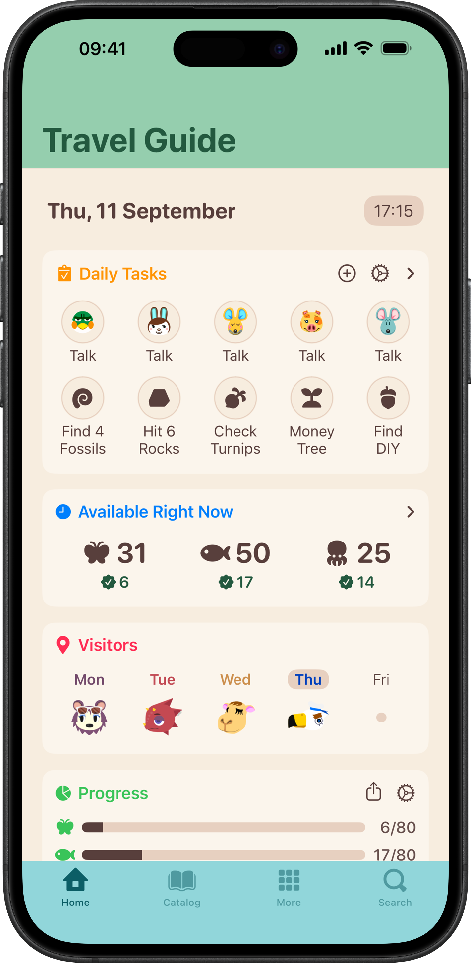 iPhone running ACNH Travel Guide